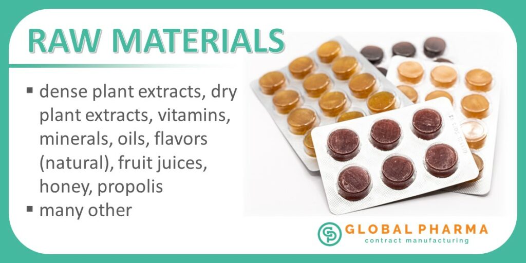 Raw materials caramel lozenges GLOBAL PHARMA CM