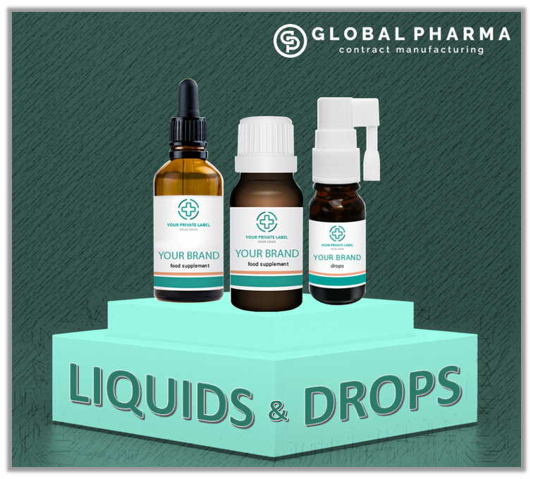 Liquids and drops under private label - GLOBAL PHARMA CM