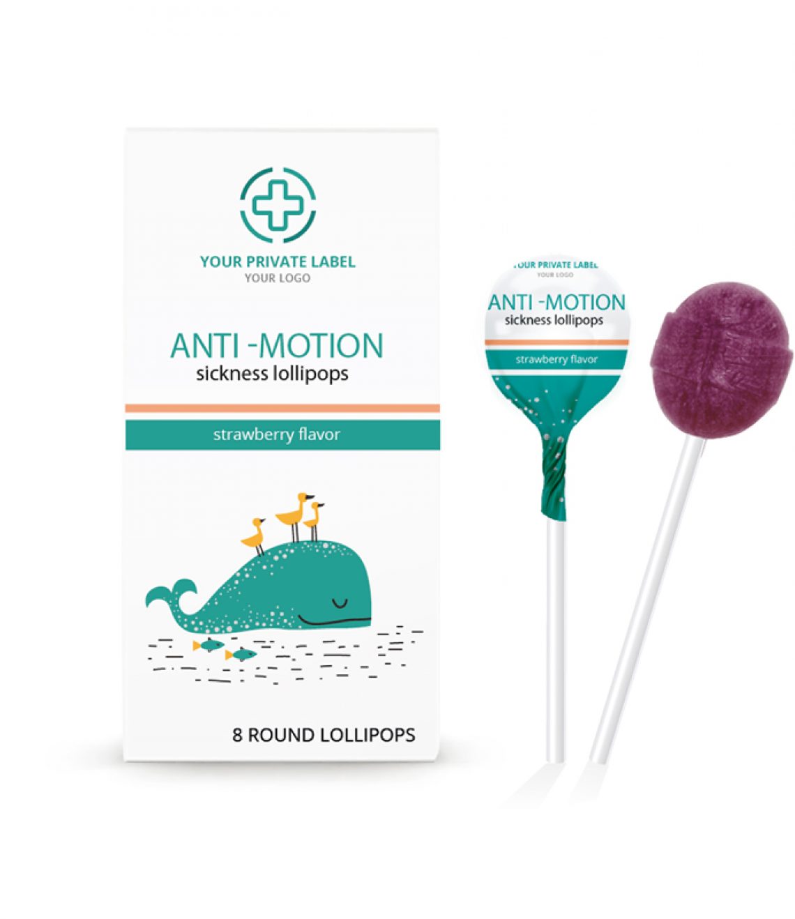 Anti -motion black currant flavor 6 round lollipops 800x800